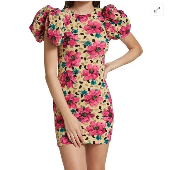 ROTATE Birger Christensen Ruby Floral-Print
Puff-Sleeve Mini Dress 38 - Picture 6 of 7